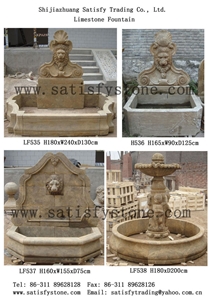 China Beige Limestone Wall Mounted Fountain