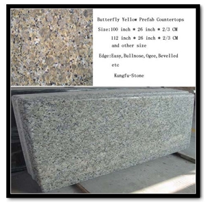 Butterfly Yellow Prefab Granite Countertop