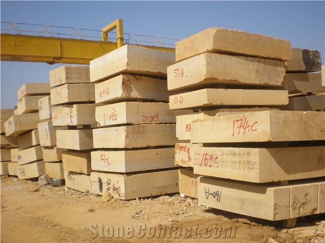 Indus Gold Marble Blocks from Pakistan