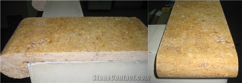 Yellow Travertine Pool Coping, Gold Travertine Remodeled Coping