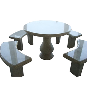 Grey Granite Outdoor Table and Bench
