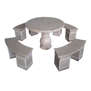Grey Granite Table and Bench