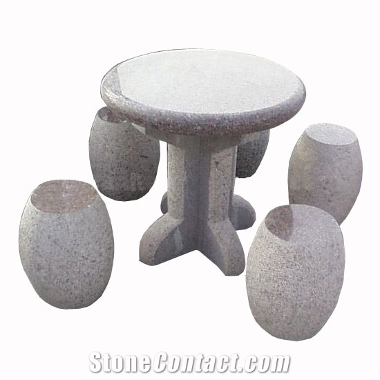 Outdoor Grey Granitetable and Bench