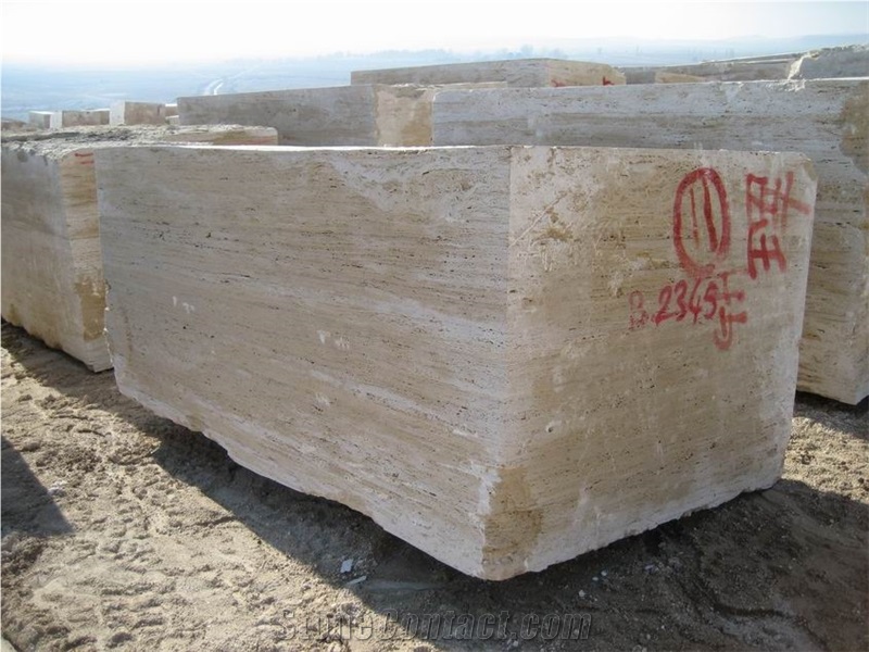 Classic Light Travertine Blocks, Turkey Beige Travertine