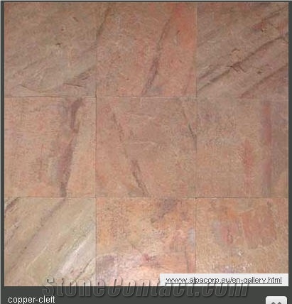 Copper Slate Slabs & Tiles, India Brown Slate