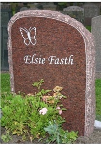 Vanga Red Granite Gravestone, Headstone
