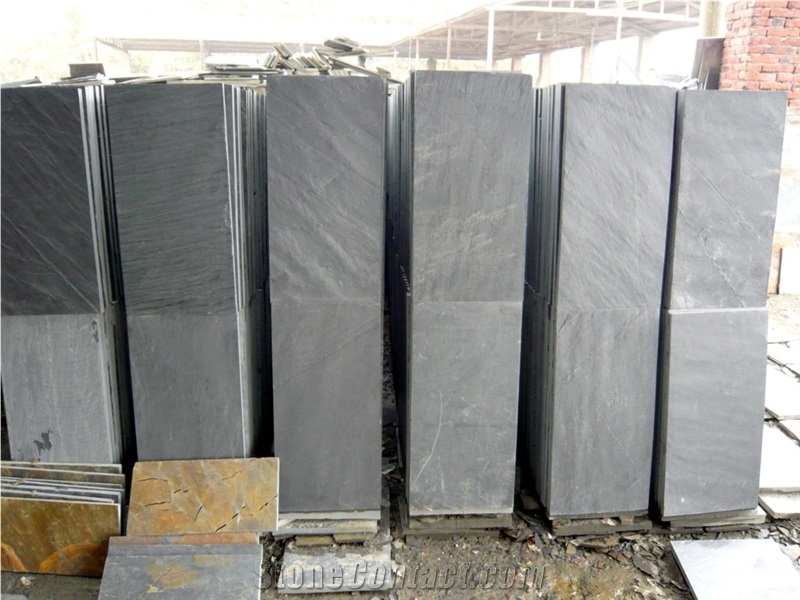 Slate Flooring Tiles, China Black Slate