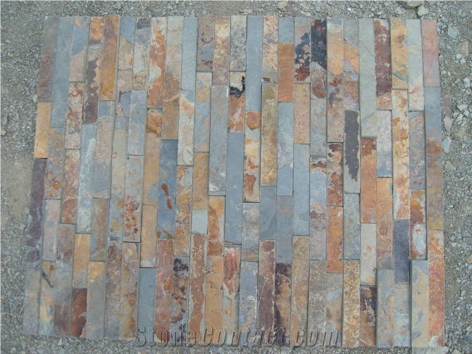 Corner Stone for Wall, Rusty Slate Corner Stone