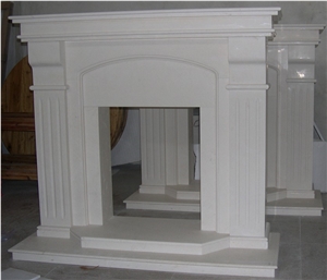 Modern Stone Firepalce Mantel, Cream Beige Marble Fireplace