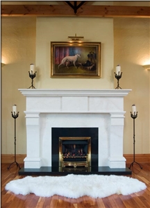 Victorian Style Firplace Mantel, Beige Limestone Fireplace