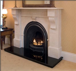 Victorian Style Firplace Mantel, Beige Limestone Fireplace