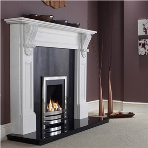 White Limestone Fireplace Hearth