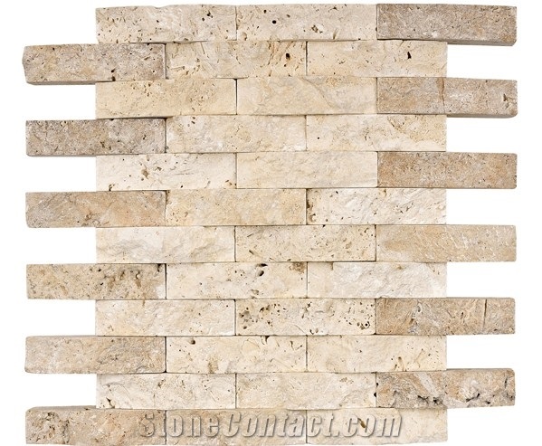 Noche Classic Travertine with Radius Mosaic,Beige Travertine