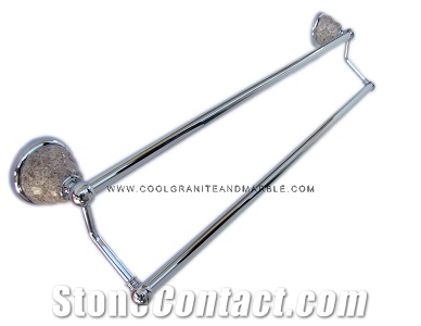Granite Double Towel Bar Almond Mauve,Chrome Finis, Almond Mauve Pink Granite Bath Accessories