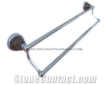 Granite Dounble Towel Bar Tropic Brown,Chrome Fini, Tropic Brown Granite Bath Accessories