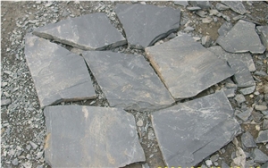 Black Irregular Slate, Riven Black Slate Flagstone