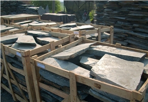 Black Irregular Slate, Riven Black Slate Flagstone