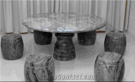 Table with Huaan Jade, Green Granite Table