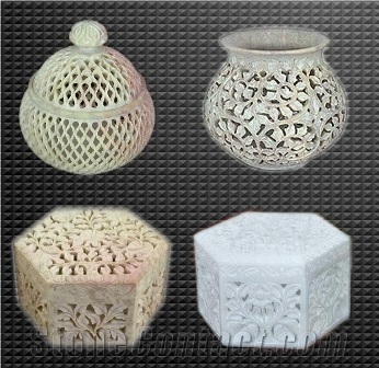 Soapstone Carved Jewelry Boxes, Grey Soapstone Art Works