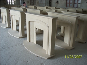 Light Beige Marble Fireplace