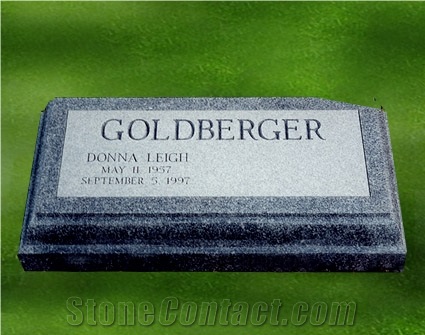 Flat Marker Style Tombstone, Black Granite Slant Grave