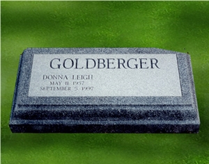 Flat Marker Style Tombstone, Black Granite Slant Grave