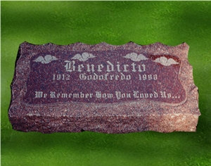 Flat Marker Style Tombstone, Black Granite Slant Grave