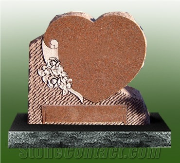 Heart Style Tombstone, Red Granite Tombstone