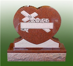 Heart Style Tombstone, Red Granite Tombstone
