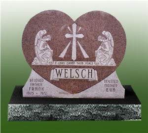 Heart Style Tombstone, Red Granite Tombstone