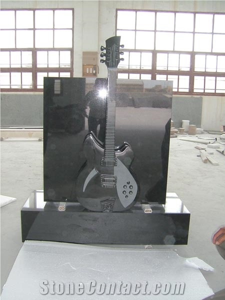 Unique Style Tombstone, Black Granite Tombstone