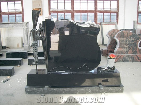 Unique Style Tombstone, Black Granite Tombstone