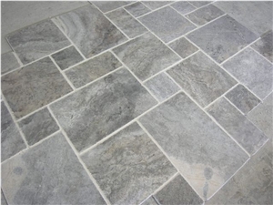 Silver Travertine Pattern Set, Grey Tiles&Slabs from Turkey, Stocked in Usa