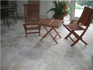 Silver Travertine Pattern Set, Grey Tiles&Slabs from Turkey, Stocked in Usa