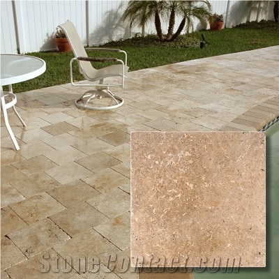 Travertine Woodoo Pavers, Denizli Beige Travertine Pool Coping