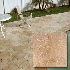 Travertine Woodoo Pavers, Denizli Beige Travertine Pool Coping