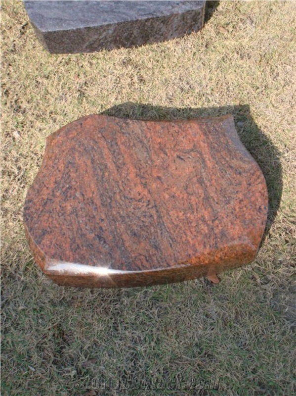 Indian Multicolor Red Tombstone, Multicolor Red Granite Tombstone