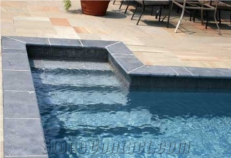 Black Blue Stone Pool Coping