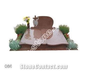 Double Pink Granite Tombstone