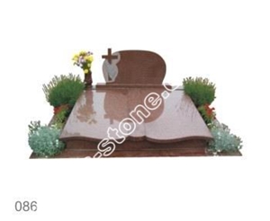 Double Pink Granite Tombstone
