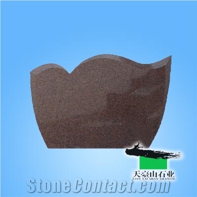 Double Pink Granite Tombstone