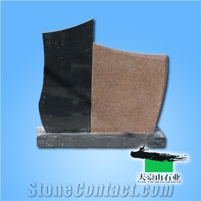 Double Pink Granite Tombstone