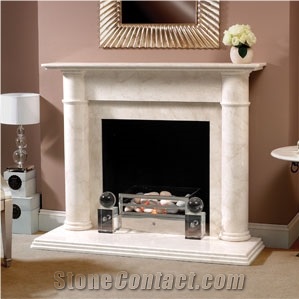 Beige Marble Fireplace
