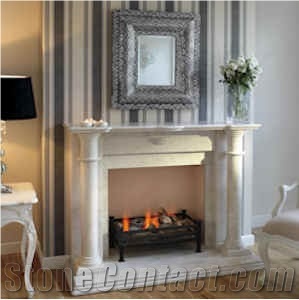 Beige Marble Fireplace