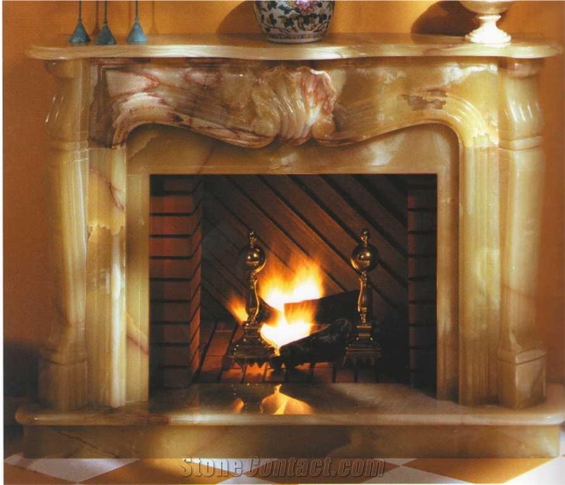 Beige Marble Fireplace
