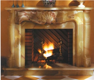 Beige Marble Fireplace