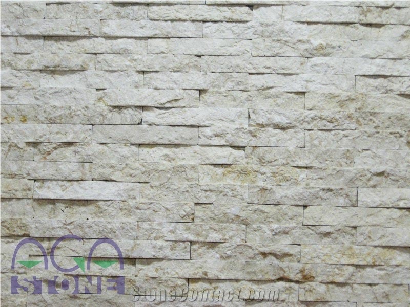 Split Stripes Ledge Stone,Veneer, Assyr Light Yellow Limestone