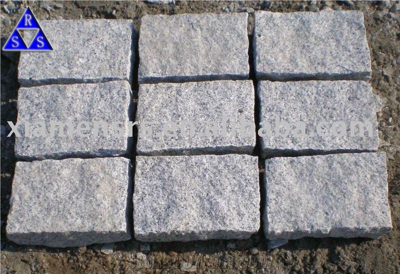 G603 Padang Crystal Light Grey Granite Cubic Stone, Padang Crystal G603 Grey Granite Cobble, Pavers