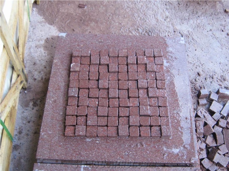 G666 Red Prophyry Granite Cobble Stone, Red Granite Cobble Stone