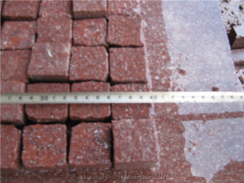 G666 Red Prophyry Granite Cobble Stone, Red Granite Cobble Stone